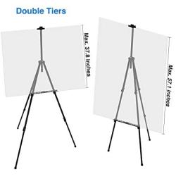 Artify 73 Inches Double Tier Easel Stand, Adjustable Height from 22-73”, 3 in 1, Aluminum Tripod for Painting and Display with an Environmental Friendly Carrying Bag and Spare Parts (2-Pack, Black)