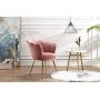Chairus Living Room Chair, Mid Century Modern Retro Leisure Velvet Accent Chair with Golden Metal Legs, Vanity Chair for Bedroom Dresser, Upholstered Guest Chair(Antique Pink)