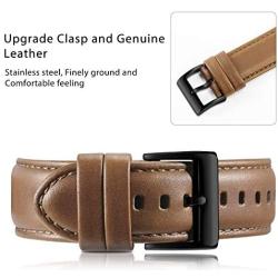 BRG Leather Bands Compatible with Apple Watch Band 44mm 42mm 40mm 38mm, Men Women Replacement Genuine Leather Strap for iWatch SE Series 6 5 4 3 2 1, Brown Band/Black Adapter, 40mm 38mm