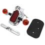 HTTMT- Motorcycle Chrome Amber Metal Tombstone Brake Tail W/Light Signal Compatiable With Big Twin Motorcycle Bike [P/N: XH3118B-A-01-CD+AMBER]