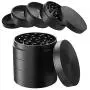 iRainy [5 Piece] Spice Herb Grinder with Pollen Catcher, 2.1 Inch, Metal Black