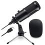 USB Microphone for Computer, JEEMAK Metal Condenser PC Microphone for Laptop and Microphone Pop Filter, Swivel Double Layer Sound Shield Guard for Blue Yeti and Any Other Mic