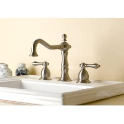 Kingston Brass KS1978AL Heritage Widespread Lavatory Faucet with Metal lever handle, Brushed Nickel