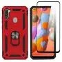 SWP for Samsung Galaxy A11 Case(US Version),Dual Layer Shock-Absorption Armor Cover,Full-Body Protective Case with Metal Ring Holder Kickstand for A11 (red)