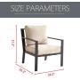 LOKATSE HOME Outdoor Club Chair Patio Metal Dining Sofa with Steel Frame for Porch, Deck, Poolside, Beige Cushions