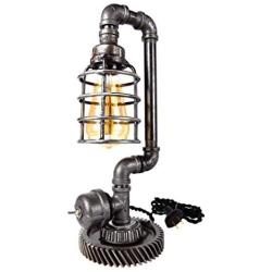 Savage Metal - Rustic Industrial Edison Steampunk Lamp with Switch - Vintage Antique Home Decor - Ideal for Bedrooms, Living Rooms, Bedside Tables, Nightstand, Desks - Accent Lighting