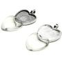 Bastex Heart Shaped Pendants for Jewelry Making. 80 Pieces of DIY Pendant Tray Necklace Charms, Includes Metal Bezels and Cabochons - 1 inch, Silver and Black
