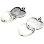 Bastex Heart Shaped Pendants for Jewelry Making. 80 Pieces of DIY Pendant Tray Necklace Charms, Includes Metal Bezels and Cabochons - 1 inch, Silver and Black