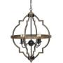 KingSo Pendant Light 4 Light Rustic Metal Chandelier 27.5 Oil Rubbed Bronze Finish Wood Texture Industrial Ceiling Hanging Light Fixture for Indoor Kitchen Island Dining Living Room Farmhouse