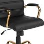 Flash Furniture Mid-Back Black LeatherSoft Executive Swivel Office Chair with Gold Frame and Arms