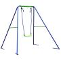 DRM 2 in 1 Active Outdoor Swing Set with 2 Seats Metal Toddler Swing Set Singe Swing/Baby Swing for Kids, Baby, Blue