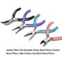 Anezus 4Pcs Jewelry Pliers Tool Set Includes Needle Nose Pliers, Round Nose Pliers, Wire Cutters and Bent Nose Pliers for Jewelry Beading Repair Making Supplies