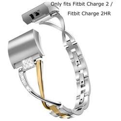 Wearlizer Replacement for Fitbit Charge 2 Bands for Women Metal Bangle/Bracelet/Assesories/Straps/Wrist Band for Fitbit Charge hr 2 Women Small Large