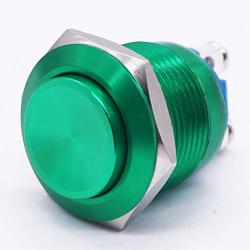 Twidec / 19mm Waterproof Green Metal Shell Momentary Raised Top Push Button Switch 3A/12~250V SPST 1NO Start Button for car Modification Switch（Quality Assurance for 1 Years） M-19-G-G