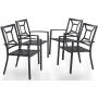 PHI VILLA Metal Patio Dining Chairs Set of 4 Pack with Armrest for Kitchen,Backyard,Balcony - Black Outdoor Furniture