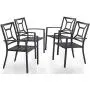 PHI VILLA Metal Patio Dining Chairs Set of 4 Pack with Armrest for Kitchen,Backyard,Balcony - Black Outdoor Furniture