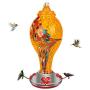 Upgraded Glass Hummingbird Feeder, Large 36 oz Hummingbird Feeder for Outdoors No Leakage, Hand Blown Hummingbirds Feeder Never Fade, Attract More Birds, 4 in 1 Garden Backyard Decorative(Yellow)