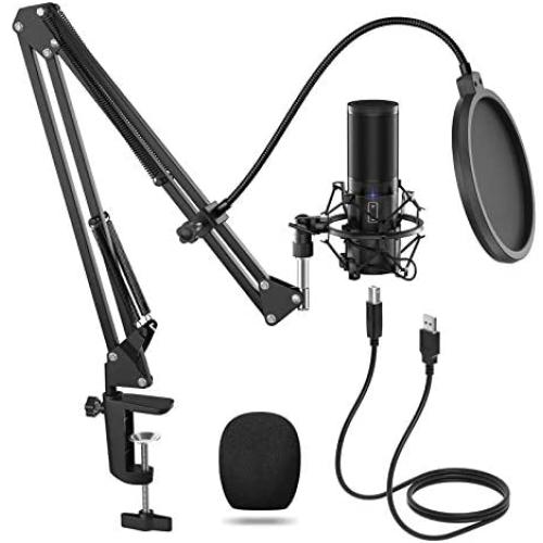 TONOR USB Microphone Kit, Streaming Podcast PC Condenser Computer Mic for Gaming, YouTube Video, Recording Music, Voice Over, Studio Mic Bundle with Adjustment Arm Stand, Q9