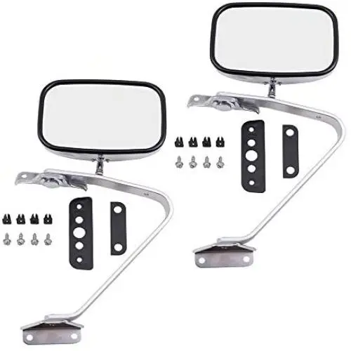 Pair of Manual Side View Chrome Mirrors with Metal Housing Replacement for 1980-1997 F100 F150 F250 F350 Pickup 1980-1996 Bronco