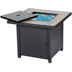 BALI OUTDOORS Propane Fire Pit Table, 30 Inch Gas Fire Pits Outdoors, Square Fire Table w/Fire Glass, 50,000 BTU