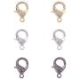 PandaHall Elite 6 Pcs Alloy Lobster Claw Clasps Cord End with Rhinestone 31x22x7mm for Jewelry Making 3 Colors