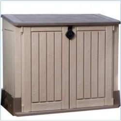 Plastic Outdoor Storage, Shed - 30-Cu.Ft., Color Beige/Taupe