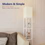 Addlon LED Modern Shelf Floor Lamp with White Lamp Shade and LED Bulb - Display Shelves Floor Lamps for Living Room Bedroom and Office - White