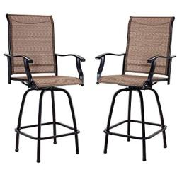 Outdoor Swivel Bar Stools All-Weather Tall Patio Chair, 2 Pack