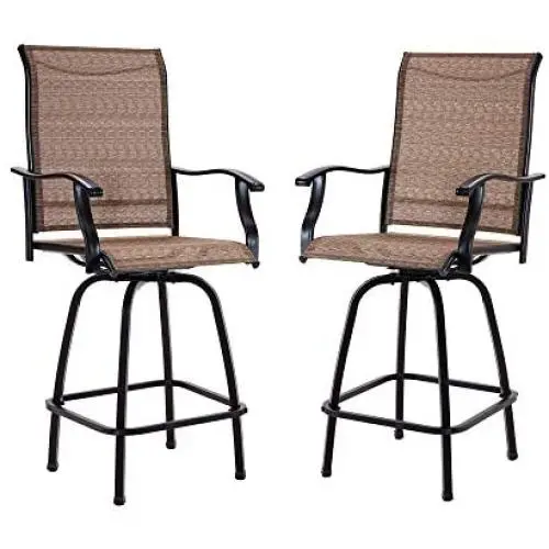 Outdoor Swivel Bar Stools All-Weather Tall Patio Chair, 2 Pack