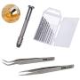 Topwon Pin Vise for Resin Casting Molds Hand Drill Bits Set Resin Drill Pin Vise Drill, 10 Pcs Mini Twist Drill Bits 2Pcs Tweezers for Jewelry Metal Wood Model Making, Micro Drill Bits DIY Drilling