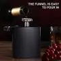 Hip Flask for Liquor Matte Black Stainless Steel Leakproof with Funnel,6 Oz, Set of 8