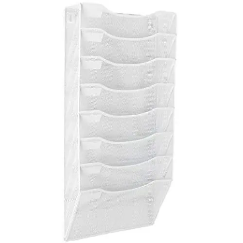 Klickpick Office 8 Sections Hanging Files Wall Mounted Metal Mesh File Document Organizer Magazine Holder Rack Organizer Racks Multipurpose Use to Display Files, Magazine, Newspapers- White Klickpick Office 8 Sections Hanging Files Wall Mounted Metal Mesh File Document Organizer Magazine Holder Rack Organizer Racks Multipurpose Use to Display Files, Magazine, Newspapers- White