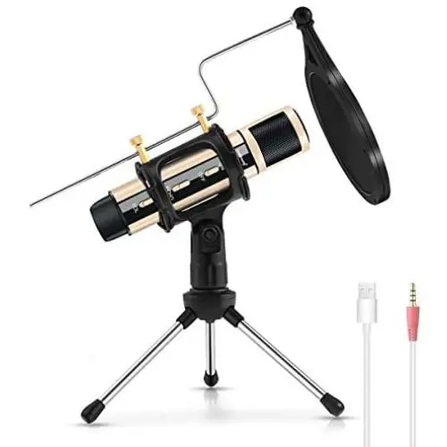 USB Microphone, ZealSound Metal Condenser Recording Microphone for Laptop MAC Windows Computer and Phone w/Stand for ASMR Garageband Smule Stream & YouTube Video Studio Voice Overs Broadcast (Gold) USB Microphone, ZealSound Metal Condenser Recording Microphone for Laptop MAC Windows Computer and Phone w/Stand for ASMR Garageband Smule Stream & YouTube Video Studio Voice Overs Broadcast (Gold)