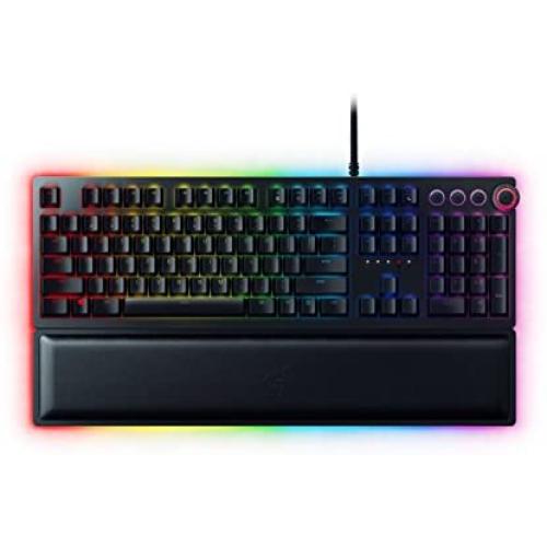 Razer Huntsman Elite Gaming Keyboard: Fastest Keyboard Switches Ever - Clicky Optical Switches - Chroma RGB Lighting - Magnetic Plush Wrist Rest - Dedicated Media Keys & Dial - Classic Black