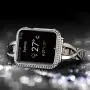 Callancity 44mm Metal Face Cover Plated Platinum Rhinestone White Crystal Diamond Case Compatible for Apple Watch Series 6 5 4 For Men/Women (44MM Platinum)