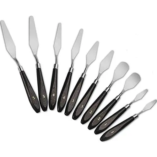 Young4us 10-Piece Painting Knife Set, Stainless Steel and Wood Handle Spatula Palette Knife Mixing Scraper for Oil Paint Color Mixing, 2 Pack Young4us 10-Piece Painting Knife Set, Stainless Steel and Wood Handle Spatula Palette Knife Mixing Scraper for Oil Paint Color Mixing, 2 Pack