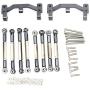 Essenc for WPL B1 B-1 B14 B-14 B24 B-24 C14 1/16 RC Car Spare Parts Upgrade Metal Pull Rod Steering Pull Rod Servo Rod Pull Rod Base,Titanium