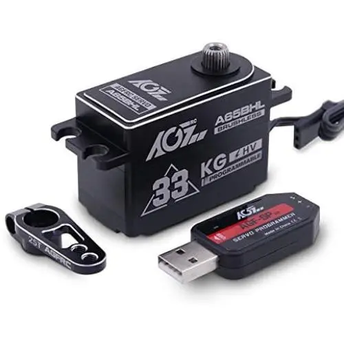 AGFRC 33KG Low-Profile High-Torque Digital-Servo - Programmable Metal Gear for 1/10 RC Drift Racing Car Truck, Control Angle 180° (A65BHL&AGF-SPV2) AGFRC 33KG Low-Profile High-Torque Digital-Servo - Programmable Metal Gear for 1/10 RC Drift Racing Car Truck, Control Angle 180° (A65BHL&AGF-SPV2)