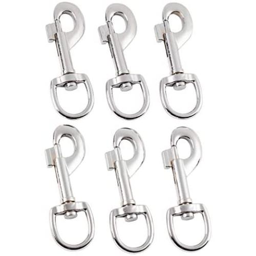 6 Pack Lobster Clasps 3.7 x 1.3 Inches Silver Swivel Clasps, Metal D Ring Hooks for Lanyard & DIY Projects, 3.7 x 1.3 Inches