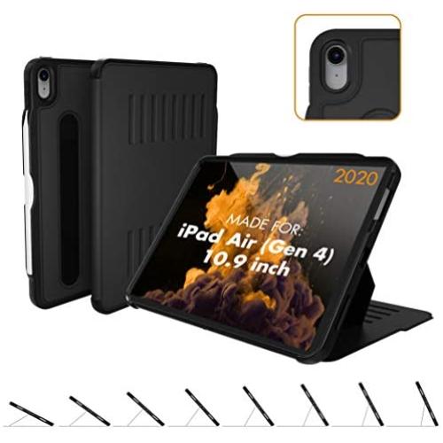 ZUGU CASE (New Model) The Alpha Case for 10.9 Inch iPad Air Gen 4 (2020 ONLY) - Protective, Ultra Thin, Magnetic Stand, Sleep/Wake Cover (Fits Model #s A2072, A2316, A2324, and A2325) - Black