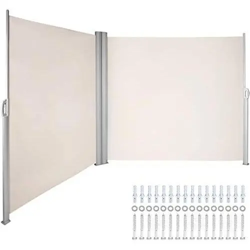 LOVSHARE Retractable Side Awning 236'' x 71'',Double Retractable Patio Screen Waterproof, Retractable Room Divider Creamy-White for Privacy, Garden, Outdoor, Patio and Terrace LOVSHARE Retractable Side Awning 236'' x 71'',Double Retractable Patio Screen Waterproof, Retractable Room Divider Creamy-White for Privacy, Garden, Outdoor, Patio and Terrace