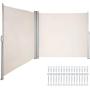 LOVSHARE Retractable Side Awning 236'' x 71'',Double Retractable Patio Screen Waterproof, Retractable Room Divider Creamy-White for Privacy, Garden, Outdoor, Patio and Terrace