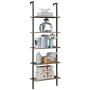 SUPERJARE Industrial Ladder Shelf, 5-Tier Wood Wall-Mounted Bookcase with Stable Metal Frame, 72 Inches Storage Rack Shelves Display Plant Flower, Stand Bookshelf for Home Office - Vintage Brown