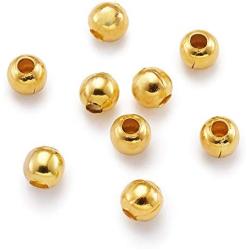 Craftdady 500Pcs 4mm Golden Mini Round Ball Bead Spacers Metal Tiny Smooth Rondelle Charm Loose Beads for DIY Jewelry Craft Making Hole: 1.5mm