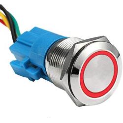 ESUPPORT Stainless Steel 19mm 12V 5A Car Red Light Angel Eye Metal Push Button Switch Socket