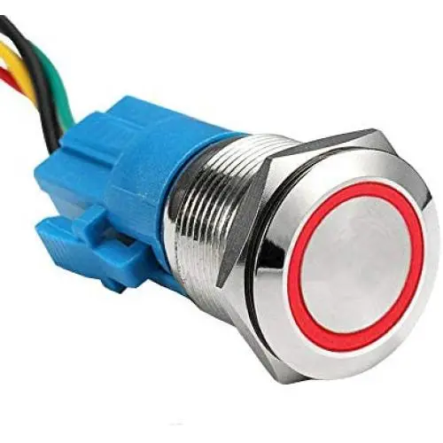 ESUPPORT Stainless Steel 19mm 12V 5A Car Red Light Angel Eye Metal Push Button Switch Socket ESUPPORT Stainless Steel 19mm 12V 5A Car Red Light Angel Eye Metal Push Button Switch Socket
