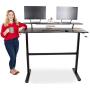 Stand Steady Tranzendesk 55 in Standing Desk with Clamp On Shelf | Crank Height Adjustable Stand Up Workstation with Attachable Monitor Riser | Holds 3 Monitors & Adds Desk Space (55 in/Black)