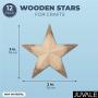 Wooden Stars for Crafts, Star Cutouts (3 x 3 x 1 in, 12 Pieces)