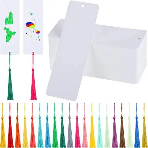 150 Pieces Kraft Paper Blank Bookmarks Gift Tags and 150 Pieces Handmade Tassels Pendant for DIY Craft Bookmark Key Chain Earring Jewelry Making (White) 150 Pieces Kraft Paper Blank Bookmarks Gift Tags and 150 Pieces Handmade Tassels Pendant for DIY Craft Bookmark Key Chain Earring Jewelry Making (White)