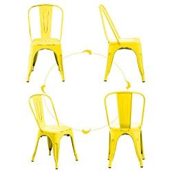 BONZY HOME Metal Dining Chairs Distressed Style, Stackable Side Chairs with Back, Indoor Outdoor Use Chair for Farmhouse, Patio, Restaurant, Kitchen, Set of 4(Distressed Yellow)